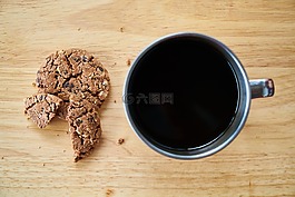 咖啡,熱,餅干