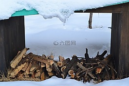柴,冬季,木材