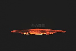 火山,人剪影,側(cè)影