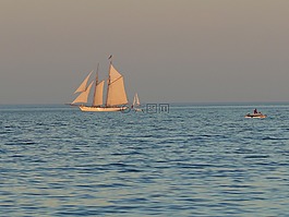 帆船,日落,波羅的海