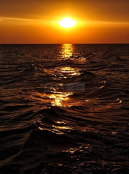 日落,海,天空