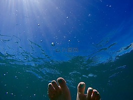 水下,脚,水