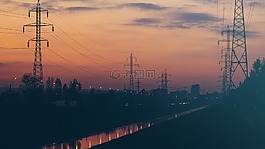 日落,黃昏,電源線