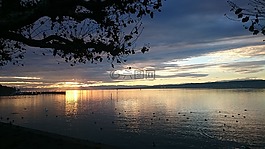 博登湖,abendstimmung,水