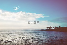 天空,藍(lán)色,海