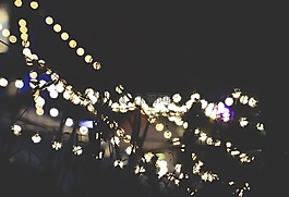 灯串,夜,黑暗