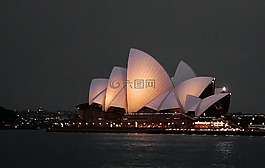 悉尼歌劇院,夜,海港
