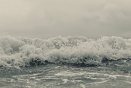 海浪,多云的天空,海洋
