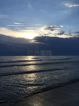 海,云,海灘