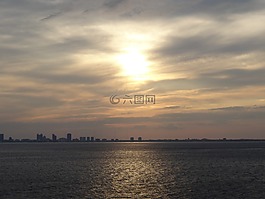 日落,海洋,邁阿密