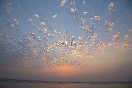 日落,海濱,海灘