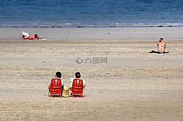 對,海灘,海