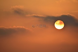 日落,橙色,背光