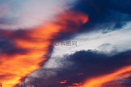 日落,黃昏,天空