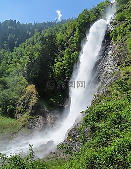 瀑布,跳水,注入