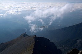 山,天空,頂視圖
