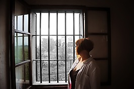 場景,窗,女人