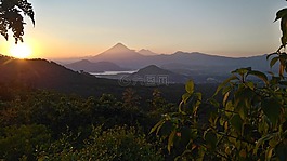 日落,火山,景观