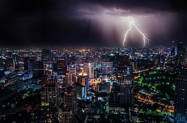 閃電,城市夜,天空