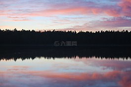 日落,湖,abendstimmung