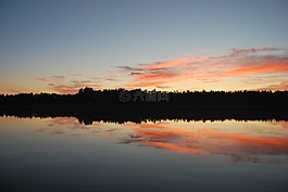 日落,湖,abendstimmung