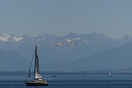 小船,湖,海