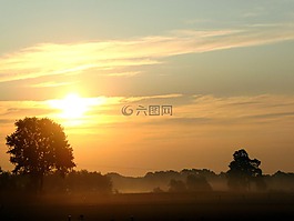日落,晚上,黃昏