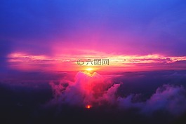 日落,黃昏,天空