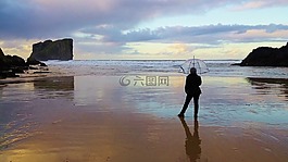 海灘,海,波