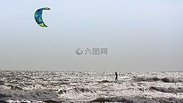 風箏沖浪,風,海