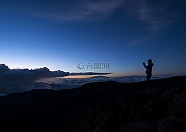 攝影師,高山景觀,日落