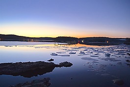 湖,日落,冰