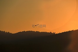 日落山,側(cè)影,鳥