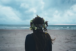幻想的女孩,海灘,查看
