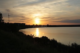 日出,太陽,水