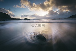 海浪,石,海洋