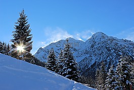 冬天,雪,山
