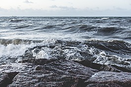 海浪,地平線,海洋