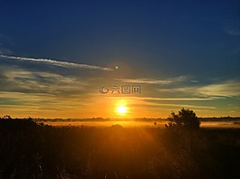 日出,橙色,云