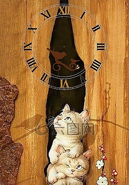 小貓,鳥類,時(shí)鐘