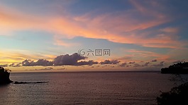 日落,海洋,海