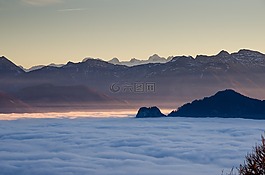 高山景觀,云,空中的視圖