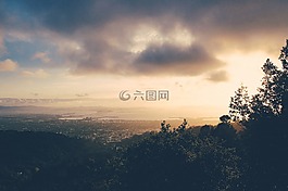日落,天空,云