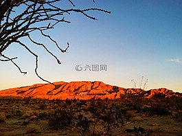 沙漠,日出,日出的天空