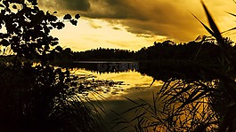 日落,schreckensee,水