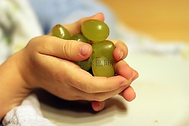 葡萄,水果,手