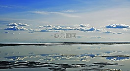 天空,春天,水