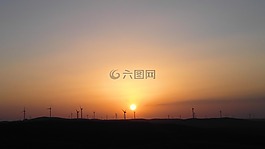 日落,風(fēng)車(chē),路
