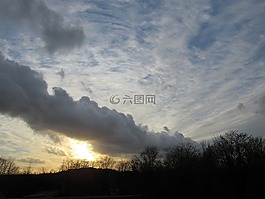 日落,晚上,天空