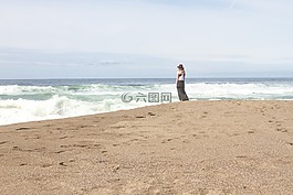 女孩,女子,海灘